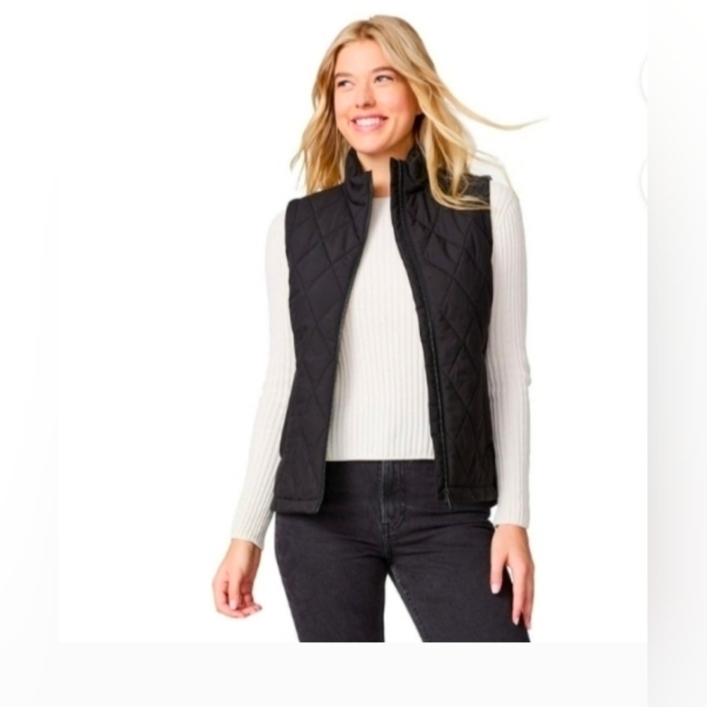 Free Country Women's Quilted Vest Zippered Pockets Length 26 Size M PTP 20